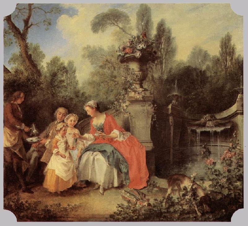 Nicolas Lancret Lady Gentleman with two Girls and Servant Germany oil painting art